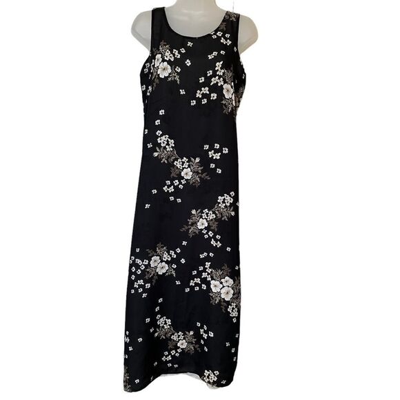 Floral Ditsy Versatile WimsyGoth Black Shift Maxi Sleeveless Boho Vintage Dress - Picture 2 of 13